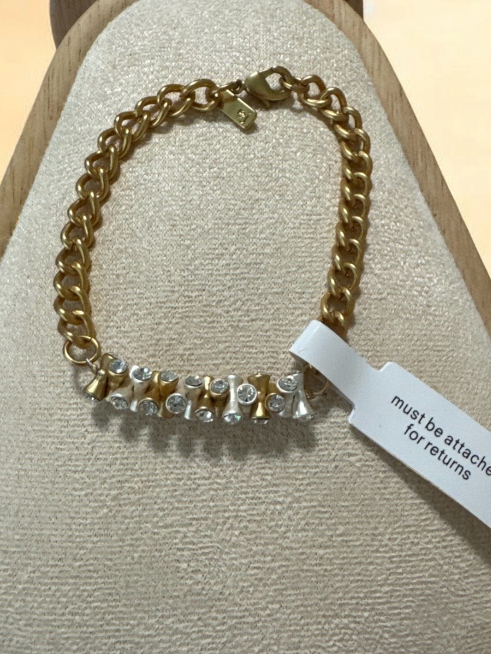 Gold-Tone Chain Bracelet with Crystal Accents